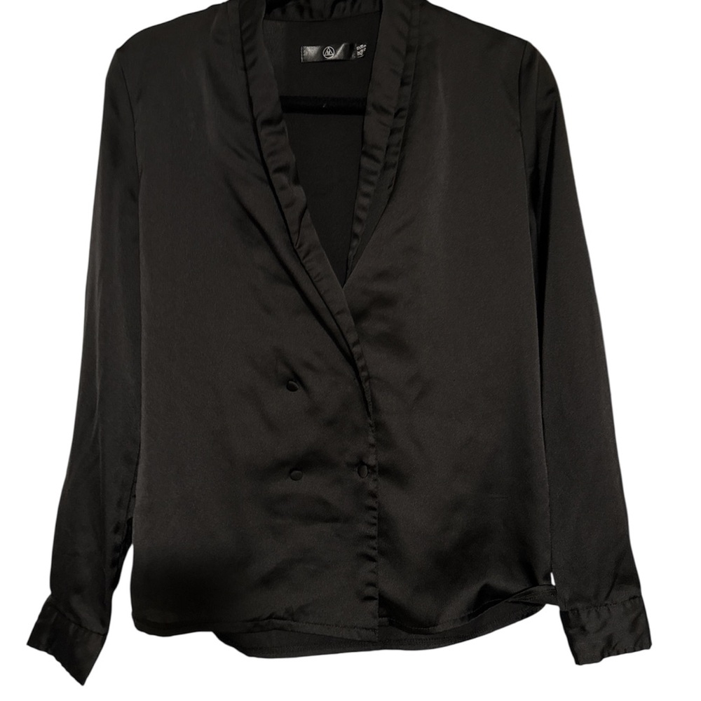 Missguided Black Satin Blouse